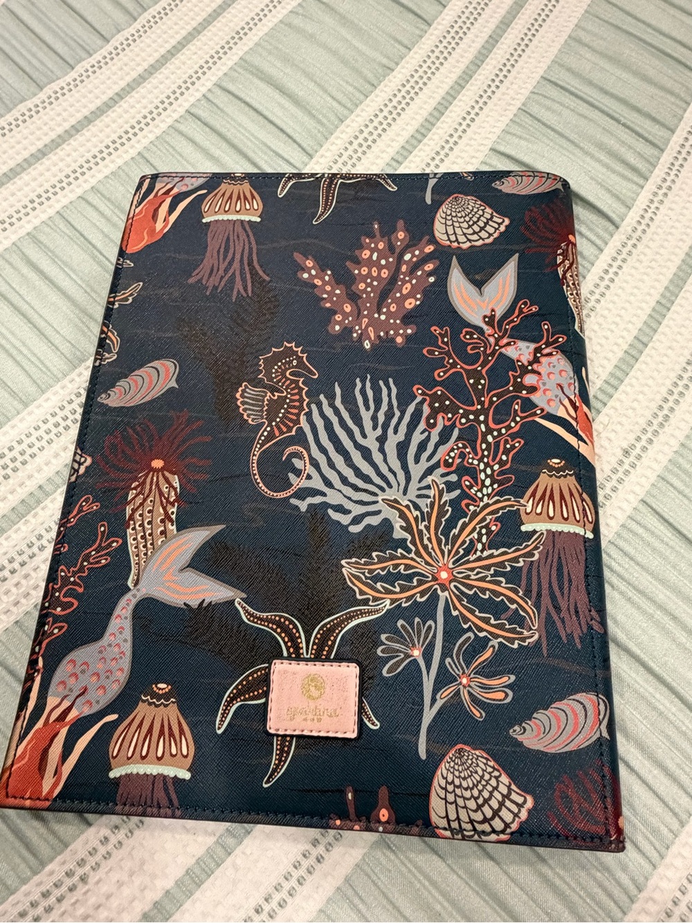 Spartina 449 Green and Pink Sea Life Print Portfolio Folder Notebook - Picture 7 of 8